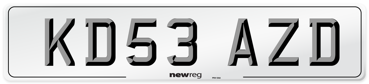KD53 AZD Number Plate from New Reg